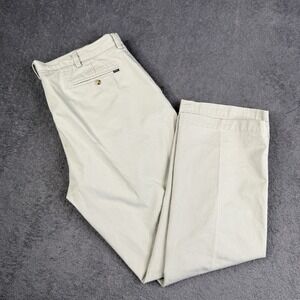 VTG Polo Ralph Lauren Pants Mens 38x30 Tan Straight Pleated Trousers Preppy